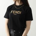 FENDI フェンディ 半袖Tシャツ FS7254 AK6J レディース ロゴ刺繍 コットン クルーネック カットソー F0GME/BLACK
