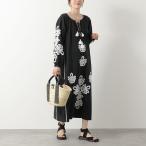 Sara mallika サラマリカ ワンピース 020441SE1 レディース コットン ロング丈 ボタニカル パッチワーク 刺繍 オーバーサイズ BLACK