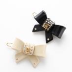 ALEXANDRE DE PARIS アレクサンドル ドゥ パリ ヘアピン ATB-15614-09 レディース リボン クリスタル ヘアアクセサリー カラー2色