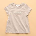 Chloe Kids クロエ キッズ 半袖 Tシャツ C20112 ガールズ カットソー ロゴ刺繍 コットン クルーネック C03/BEIGE-MARL