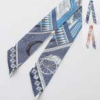 HERMES エルメス ツイリー スカーフ TWILLY 063757S レディース フランス製 シルク バンダナ ホース 馬 月 総柄 ロゴ ケース付き カラー2色