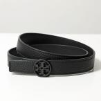 TORY BURCH トリーバーチ ナローベルト 1 MILLER PEBBLED POWDER COATED BELT 161396 レディース リバーシブル レザー ロゴバックル 001/BLACK
