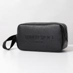 Jimmy Choo ジミーチュウ クラッチバッグ DENYON U LDA メンズ セカンドバッグ カートバッグ レザー ハンドル付き ロゴ ポーチ 鞄 BLACK/GUNMETAL