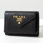ショッピングプラダ PRADA プラダ 三つ折り財布 1MH021 2E3A レディース レザー ミニ財布 豆財布 ロゴ メタル  F0002/NERO