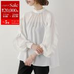 ショッピングリボン anana アナナ ブラウス a51-033 レディース 袖プリーツデザイン ジョーゼット 2way 長袖ブラウス ハイネック リボンタイ セレモニー対応可 OFF