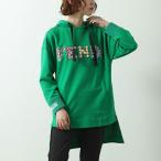 FENDI フェンディ パーカー FS6972 A1VN レディース プルオーバー 長袖 コットン スウェット スタッズ クリスタル チュニック ロゴ フード付き F10BO