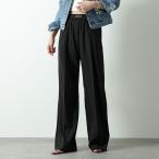LOEWE ロエベ パンツ S359Y04XFR レディース スラックス ストレート センタープレス ウール ロゴウエスト 1100/BLACK
