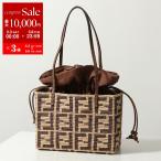 FENDI フェンディ トートバッグ ROLL SMALL ロール スモール 8BH424 AS3B レディース ラフィア レザー リネン FF柄 ズッカ柄 FFロゴ 巾着 F1PII