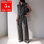 oll オール ジャンプスーツ stand collar jumpsuit 512-05517 レディース オールインワン ワイドパンツ ノースリーブ スタンドカラー 85
