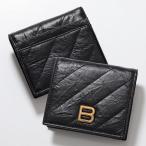 BALENCIAGA バレンシアガ 二つ折り財布 CRUSH クラッシュ 766461 210J1 レディース メンズ レザー カードケース ミニ財布 ロゴ 1000/BLACK