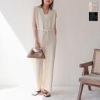 UN-SOPHIE アンソフィー オールインワン USH2504532 レディース Vネック コンビネゾン ワイドパンツ ノースリーブ カラー2色