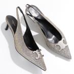 CELINE セリーヌ パンプス ALMA TRIOMPHE アルマ トリオンフ 356835005C.35GS レディース レザー グリッター スリングバック シューズ 靴 GOLD-SILVER