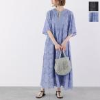 ne Quittez pas ヌキテパ ワンピース Cotton Voile Dot Hemla Dress 010400CB1 レディース コットン 刺繍 ギャザー ロング丈 ドレス 五分袖 カラー2色