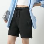 ami paris アミパリス ハーフパンツ USO325.749 レディース ショートパンツ スウェットパンツ コットンブレンド 裏起毛 ドロスト エンボスロゴ 001/NOIR