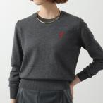 ami paris アミパリス セーター FKS111.KN0025 レディース 長袖 ニット ハートロゴ刺繍 ウール 055/GRIS-CHINE
