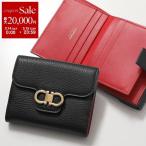 FERRAGAMO フェラガモ 二つ折り財布 22 0961 785777 レディース ガンチーニ レザー ミニ財布 ロゴ 002/NERO/FLAME-RED