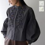 MARILYN MOON SOI-MeME マリリンムーン ソワメム ブラウス code embroidery pearl blouse 4253-118 レディース コード刺繍 パール ビーズ 長袖 カラー3色