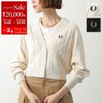 FRED PERRY フレッドペリー カーディガン Cable Knit Cardigan ケーブル ニット K1105 レディース Vネック ローレルリース刺繍 クロップド丈