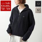 FRED PERRY フレッドペリー ニット HALF ZIP CABLE KNIT JUMPER K1103 レディース ウールブレンド 長袖 セーター リブ ハーフジップ ローレルリース
