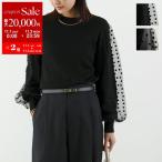 PICCIN ピッチン ドットチュール袖ニット 902210 レディース ギャザー クルーネック 長袖  ウール混 ドット チュール カラー2色