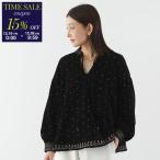 ショッピングドット TORRAZZO DONNA トラッゾドンナ ブラウス 6261-358 レディース ベロア ドット 刺繍 2way 長袖 19/BLACK