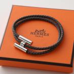 HERMES エルメス ブレスレット トゥルニトレッセ Tournis Tresse 068406FP メンズ スイフト レザー ダブルコード SV金具 8FT5/GRIS-ETAIN/グリ・エタン