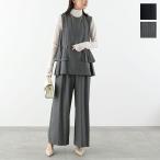 Mewl ミュール オールインワン M254-33044 レディース コンビネゾン フリル ノースリーブ ワイドパンツ クルーネック ペプラム セレモニー対応可 カラー2色