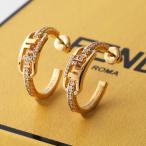 FENDI フェンディ フープピアス OLOCK オーロック 8AL177 ATEP レディース クリスタル アクセサリー F089U/SOFT-GOLD+CRYSTAL