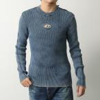 DIESEL ディーゼル プルオーバーニット K-DARIN-D A17512 0ANAH メンズ セーター ストーンウォッシュ加工 メタルプレート ロゴ リブ仕立 8AT