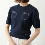ショッピングMARNI MARNI KIDS マルニ キッズ セーター M01736 M00X8 レディース ガールズ ニット 半袖 クルーネック コットン リブ ステッチ ちびロゴ 胸ポケット 0M860