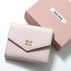 MIUMIU ミュウミュウ 二つ折り財布 5MH040 ADT7 レディース レザー スモール ミニ財布 豆財布 メタルロゴ F0LOZ/GEMMA