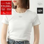 ショッピングdiesel DIESEL ディーゼル リブカットソー T-ELE LONG OD A19910 0JMBA レディース 半袖 オーバルD メタルロゴ クルーネック カラー2色