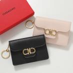 FERRAGAMO フェラガモ 名刺入れ DOUBLE GANCIO ダブルガンチーニ 220963 785795 786623 レディース レザー ミニ財布 カードケース キーリング付 カラー2色