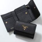 PRADA プラダ 三つ折り財布 1MH025 QWA レディース サフィアーノレザー ミニ財布 ロゴ F0002/NERO