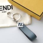FENDI フェンディ キーリング 7AP100 APDQ メンズ レザー FFロゴ キーホルダー バッグチャーム F1UXW/MERCURY+ASPHALT 7AP100APDQF1UXW