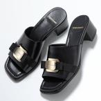 FERRAGAMO フェラガモ サンダル VILNA 40 768740 レディース ミュール レザー オープントゥ ヴァラリボン ワイズD ロゴ シューズ 靴 NERO