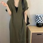 ワンピース レディース Tシャツワンピ マキシ ロング Tシャツワンピース 半袖 無地