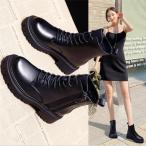 レディース ブーツ ローヒール 秋 紐 冬 シューズ 靴