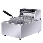 電気フライヤー 卓上フライヤー 60℃-200℃温度調節 揚げ物器 家庭用フライヤー 業務用深い油フライヤー 取り外し可能なフライバスケッ (6L)