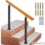 玄関手すり 屋外 玄関階段 手すり 無垢材の手摺り おしゃれ マットブラックアイアン 階段手すり 角度調整可能 高齢者用サポート 屋外手すり 屋内 裏廊下 長さ：8