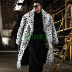  меховое пальто меховое пальто мужской внешний длинное пальто длинный длина леопардовый рисунок леопардовая расцветка мех искусственный мех mo Como ko симпатичный ощущение роскоши модный 