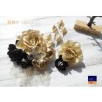 髪飾り　#2110155K　成人式　卒業式　振袖　前撮り　袴　花　黒　ブラック　ゴールド　金