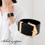 革 ブレスレット レザーブレスレット 本革 ワイド 15cm〜16cm ブラック レザー ブレスレット アクセサリー レディース 女性用