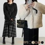 ボア ブルゾン レディース アウター 秋冬 長袖 コート おしゃれ かわいい ジャケット 防寒 ゆったり 羽織 黒 ノーカラー