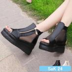 オープントゥ ブーツサンダル レディース