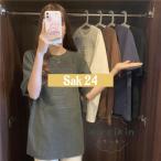 立体ロゴtシャツ 韓国チュニック ロンT プルオーバー 着やせ ビッグtシャツ ゆったり おしゃれ カットソー 半袖 トップス 大人カジュアル Tシャツ