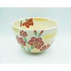 茶道具　茶碗　茶碗　色絵　カーネーション　加藤起楽　化粧箱