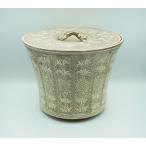 ショッピング三島 茶道具　水指　水指　紫三島　末広　森里陶楽　桐箱