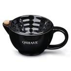 QSHAVE シェービングシャトルのマグカップ - 常に泡を保つ - 手作りの陶器のカップ ブラック