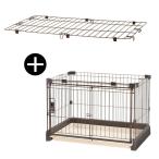 犬 サークル 犬用 室内 ペットサークル もっとお掃除簡単ペットサークル 90-60 ダークブラウン + 屋根面セット トレー付き 小型犬 おしゃれ Richell リッチェル